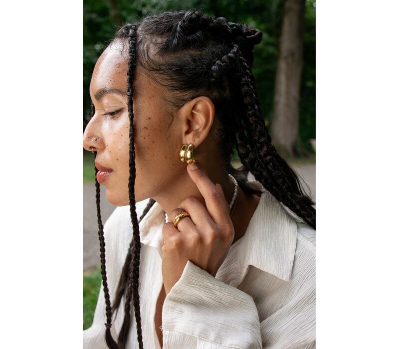 Thick Plain Duo Earrings