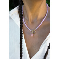 Lilac Beaded Necklace With Pearl Charm