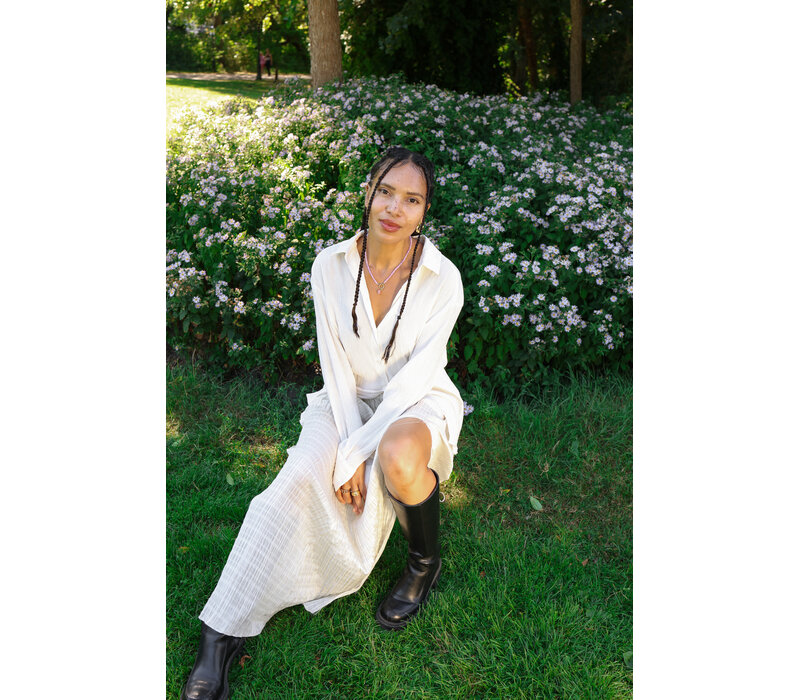 Lilac Beaded Necklace With Pearl Charm
