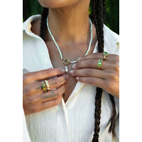 Aqua Kralen Ketting Met Parel Bedel