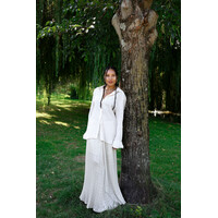 Aqua Beaded Necklace With Pearl Charm