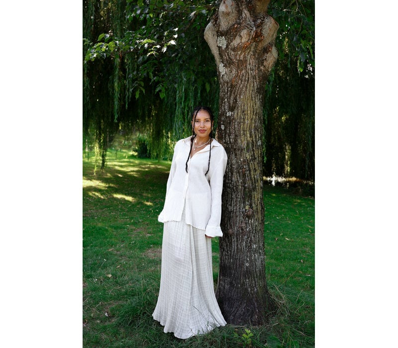 Aqua Beaded Necklace With Pearl Charm