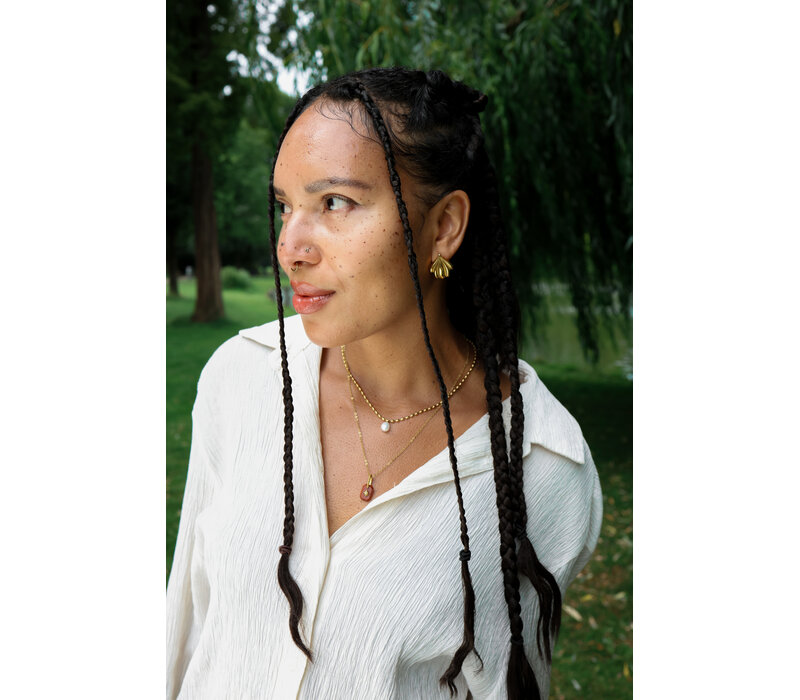 Rosy Brown Rectangle Shining Star Necklace