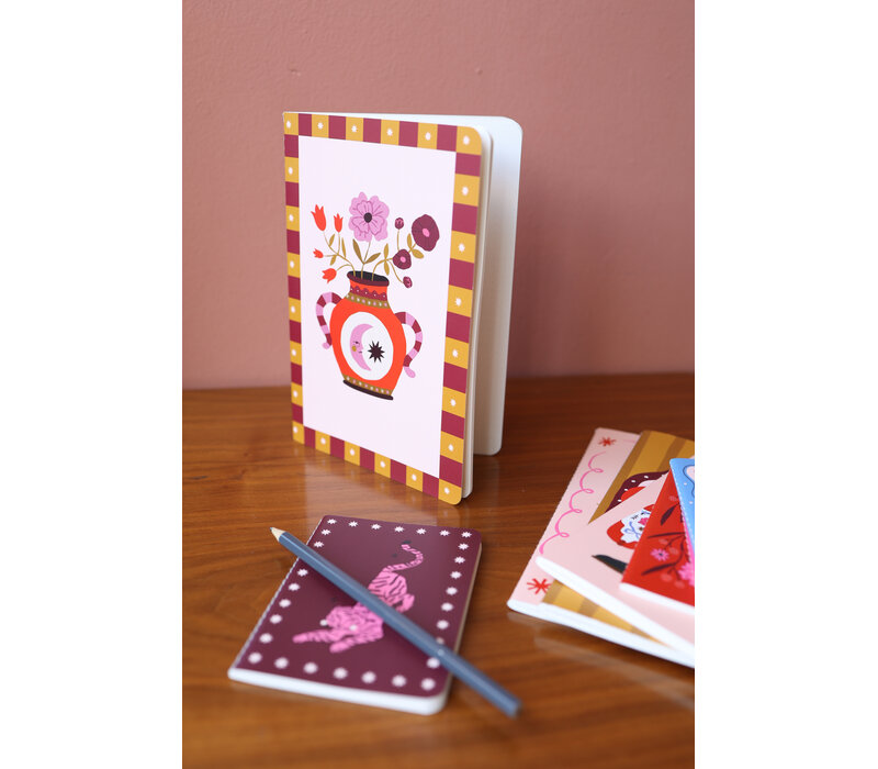 Soft Cover Notebook Dots Vase with Flowers