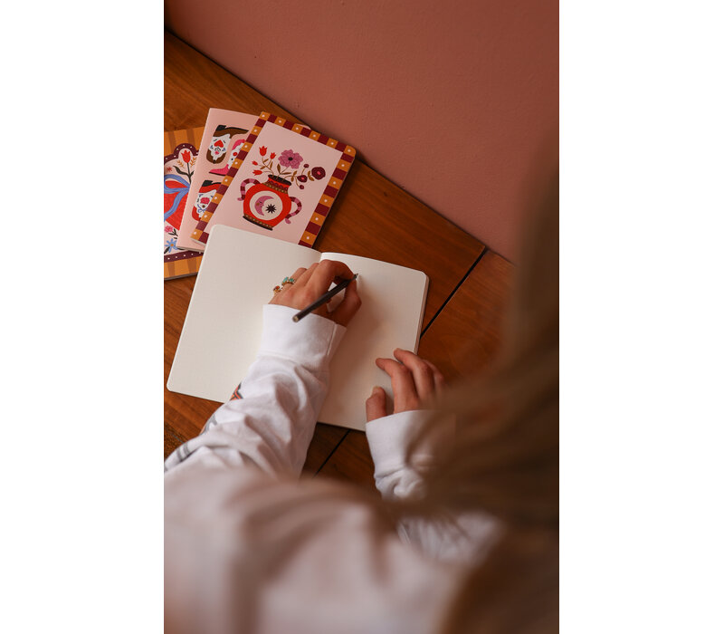 Soft Cover Notebook Dots Vase with Flowers