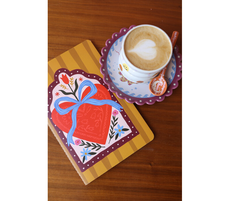 Soft Cover Notebook Dots Heart with Bow