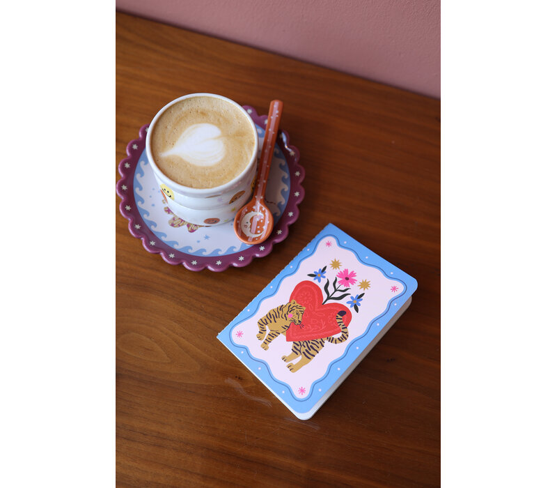 Mini Soft Cover Notebook Blanco Heart with Tiger