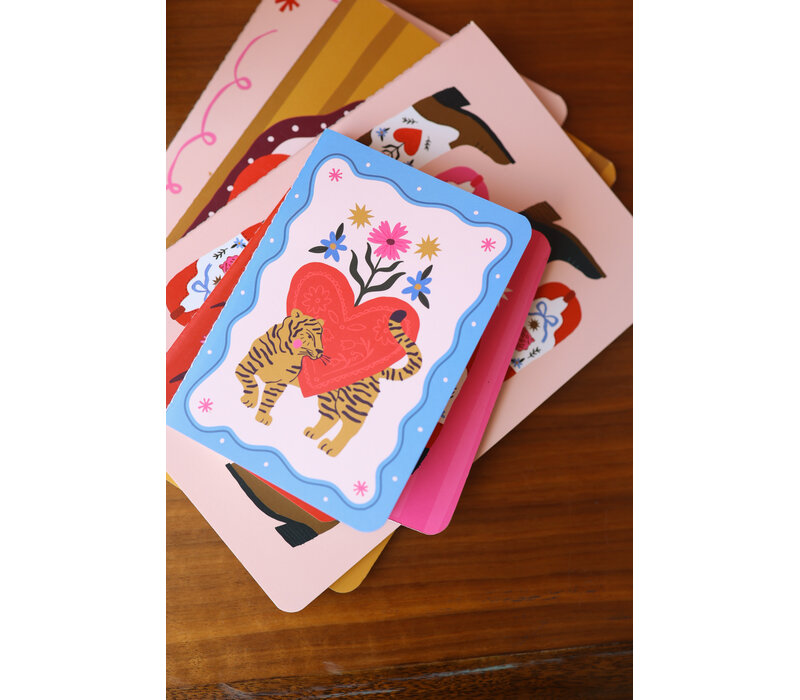 Mini Soft Cover Notebook Blanco Heart with Tiger