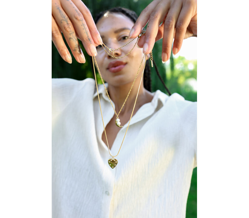 Maan en Parels Ketting