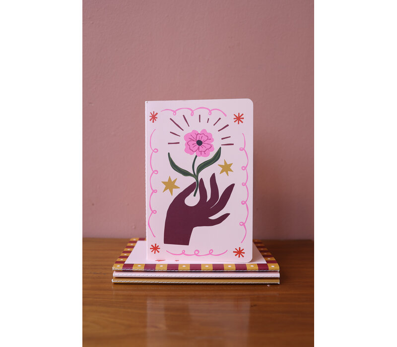 Soft Cover Notebook Dots Hand with Flower