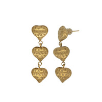 Textured Three Hearts Earrings