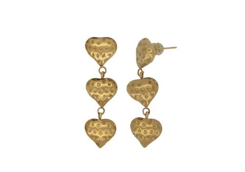 All the Luck in the World Textured Three Hearts Earrings