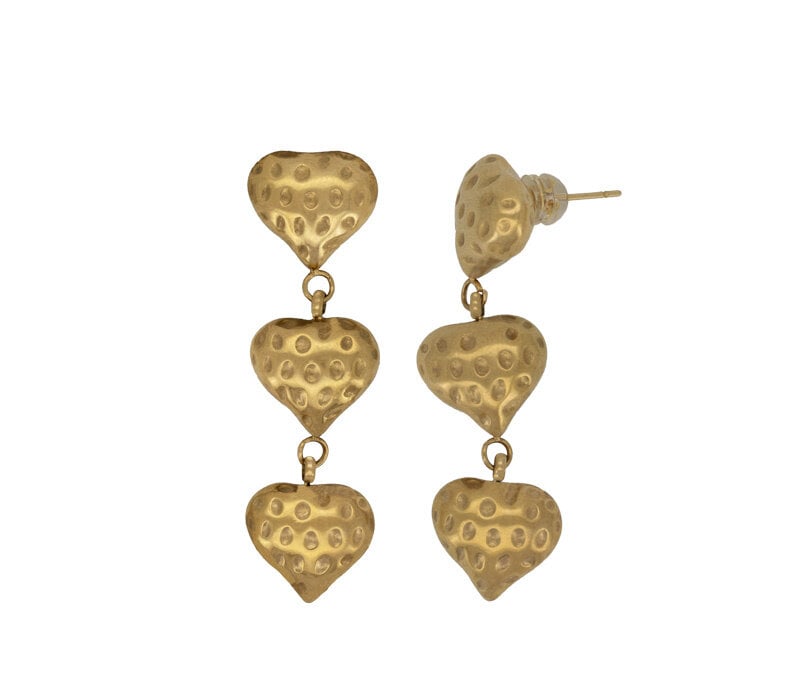 Textured Three Hearts Earrings