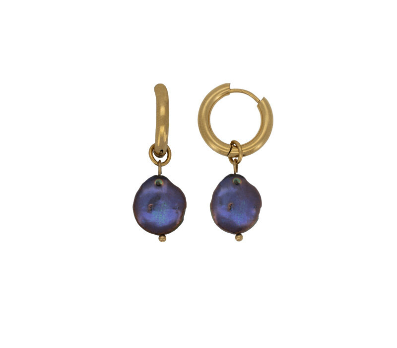 Paarse Multi Gekleurde Parel Hoops