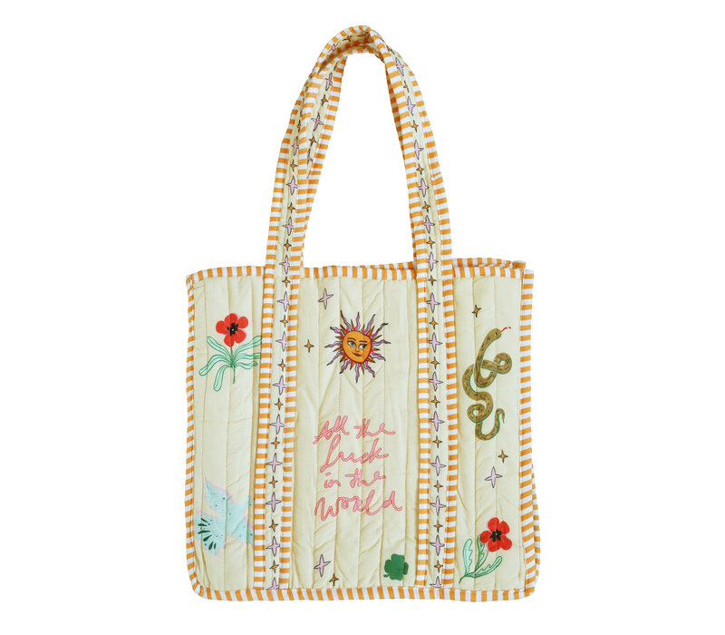 Yellow Tote Bag Symbols