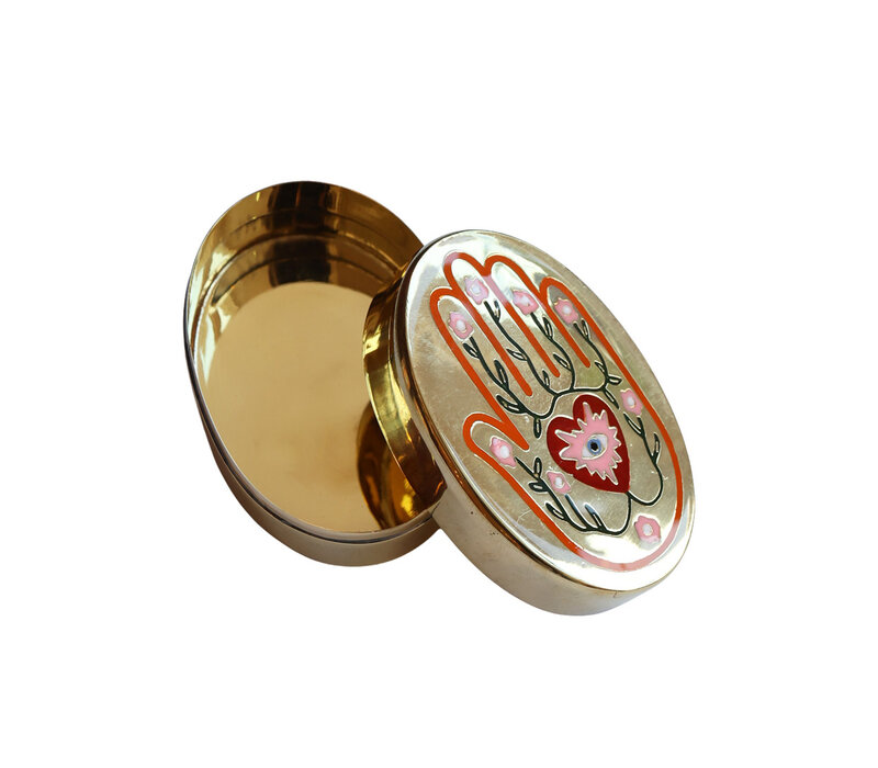Brass Box Hand and Flowers
