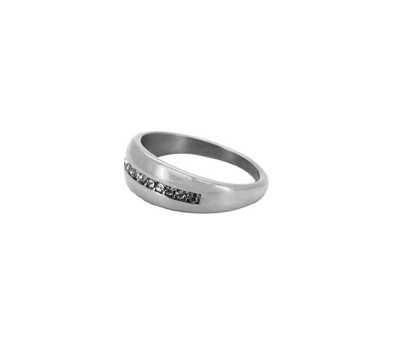 Round Basic With Zirconia Ring Silverplated