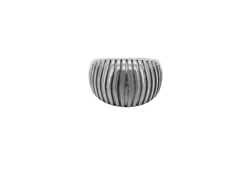 All the Luck in the World Large Vertical Striped Ring Silverplated