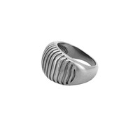Large Vertical Striped Ring Silverplated