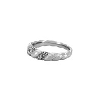 Twisted With Zirconia Ring Silverplated