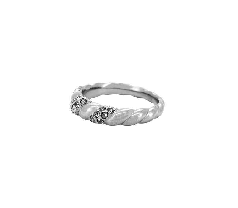 Twisted With Zirconia Ring Silverplated