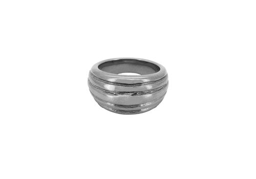 All the Luck in the World Large Horizontal Striped Ring Silverplated
