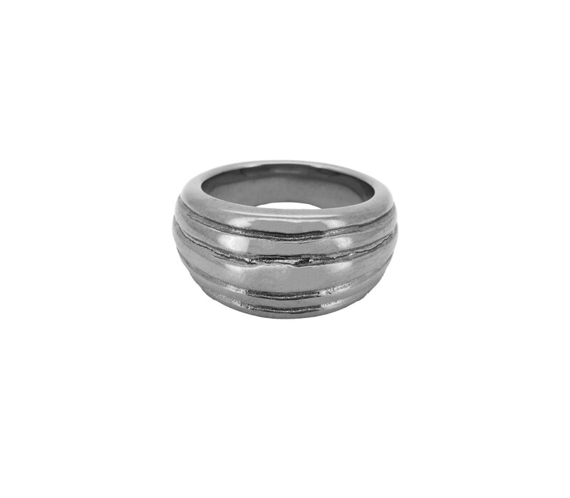 Grote Horizontale Streep Ring Silverplated
