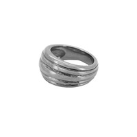Large Horizontal Striped Ring Silverplated
