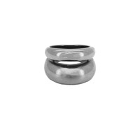 Grote Dubbel Plain Ring Silverplated