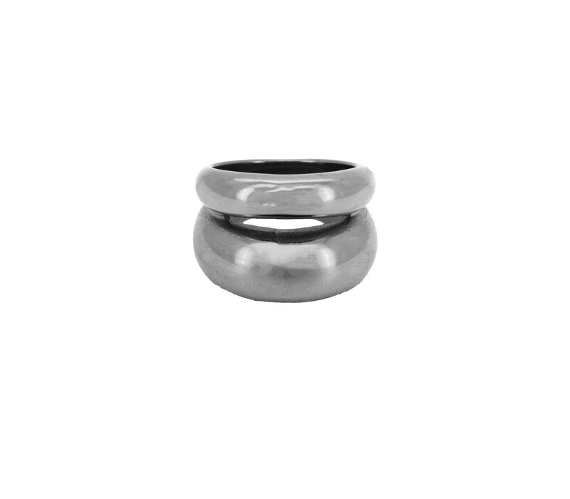 Large Double Plain Ring Silverplated