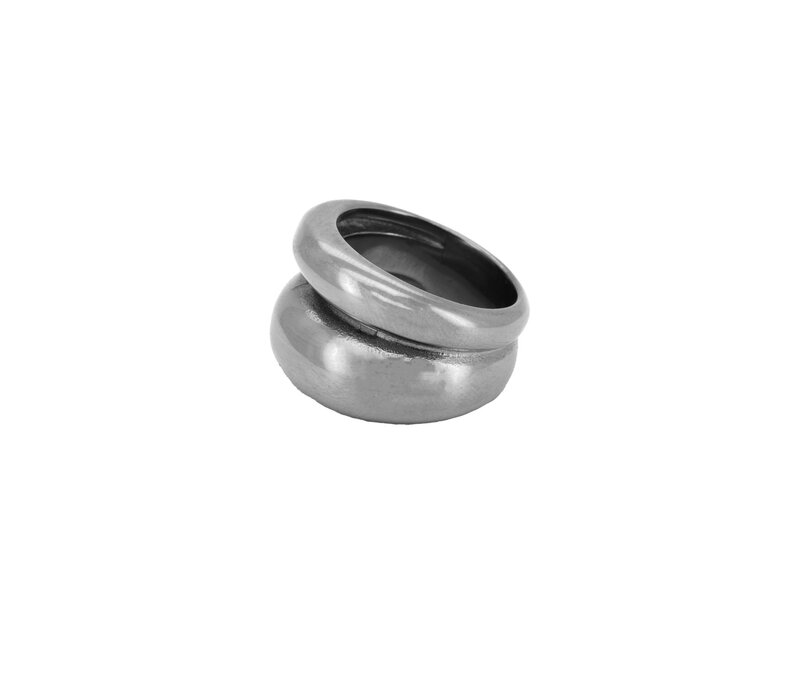 Large Double Plain Ring Silverplated
