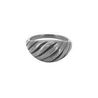 Large Plain Croissant Ring Silverplated