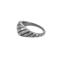 Large Plain Croissant Ring Silverplated
