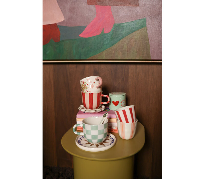 Mok Roze Strepen Handgeschilderd