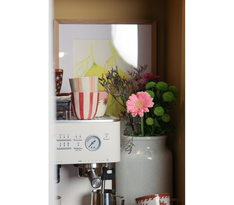 Cup Pink and Orange Stripes Handpainted