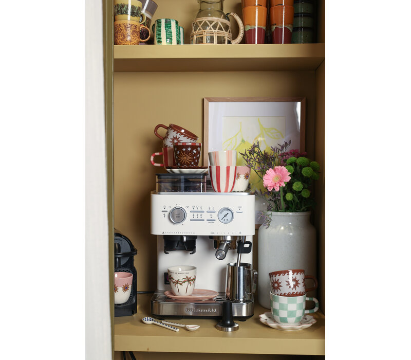 Cup Pink and Orange Stripes Handpainted