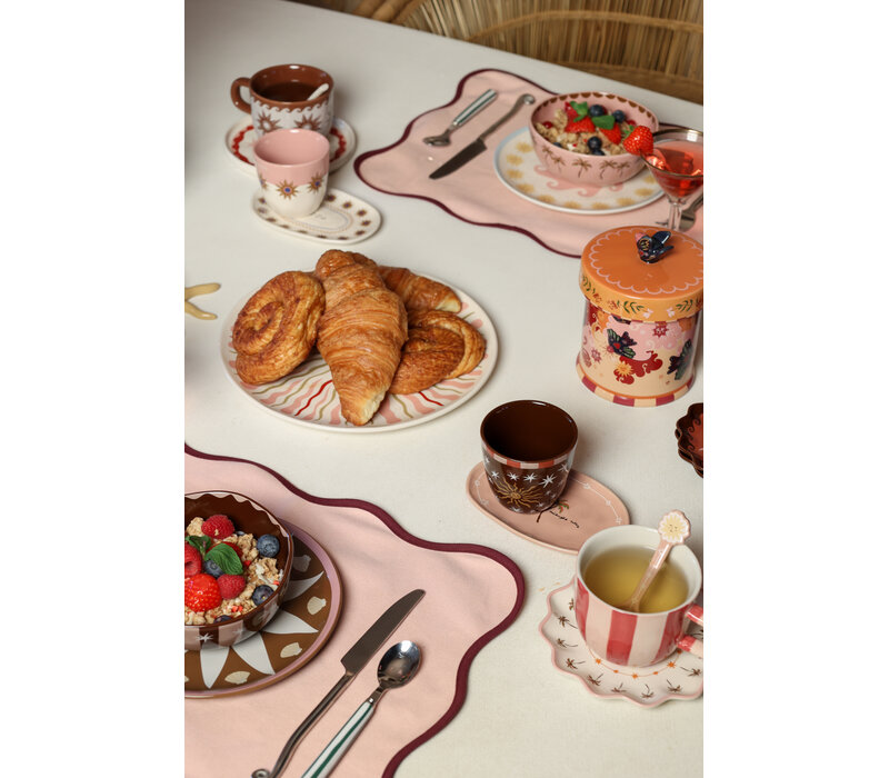 Large Round Plate with Pink Sun