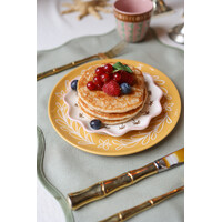 Plate Yellow Leaf with Blue Star