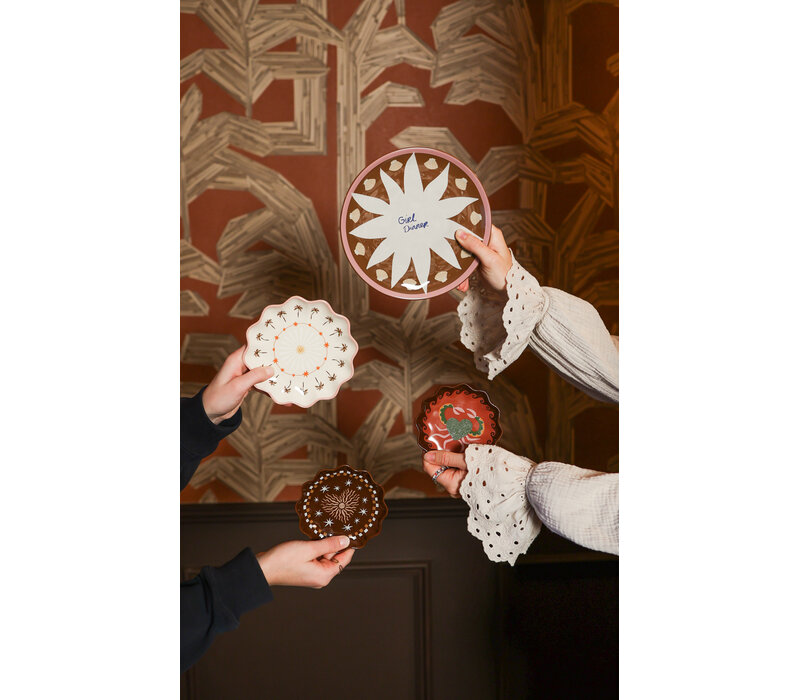 Klein Bordje Hart Zon Bruin