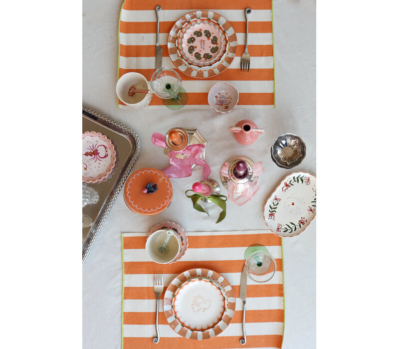 Oval Plate Flowers and Rabbits