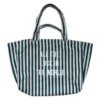Groen Gestreepte Tote Bag