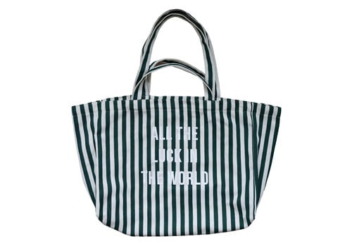 All the Luck in the World Large Green Striped Tote Bag