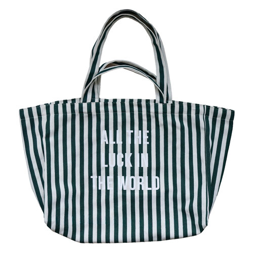 Grote Groen Gestreepte Tote Bag 