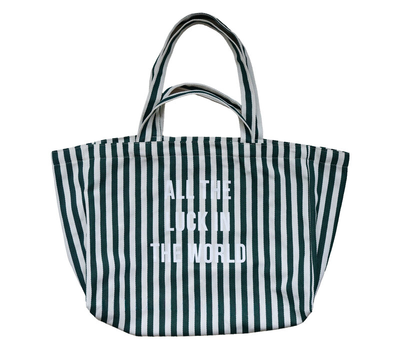 Groen Gestreepte Tote Bag