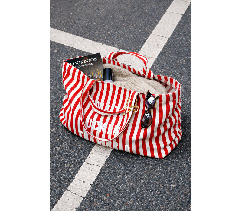 Grote Rood Gestreepte Tote Bag
