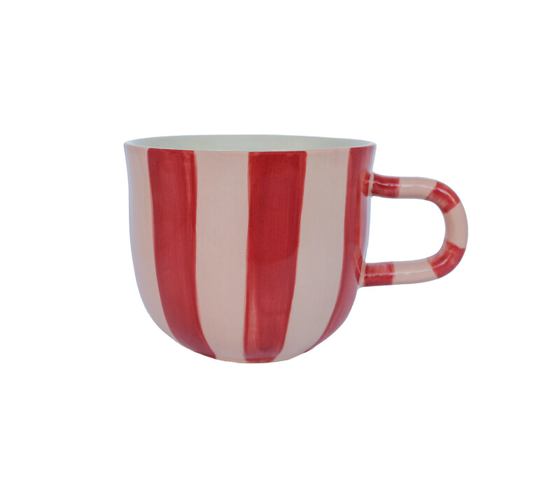 Mug Pink Stripes Handpainted