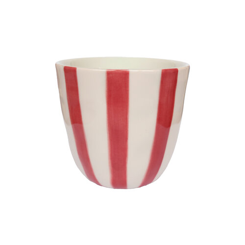 Cup Pink Stripes Handpainted 
