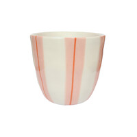 Cup Pink and Orange Stripes Handpainted