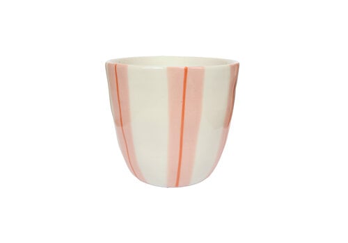 Cup Pink and Orange Stripes Handpainted