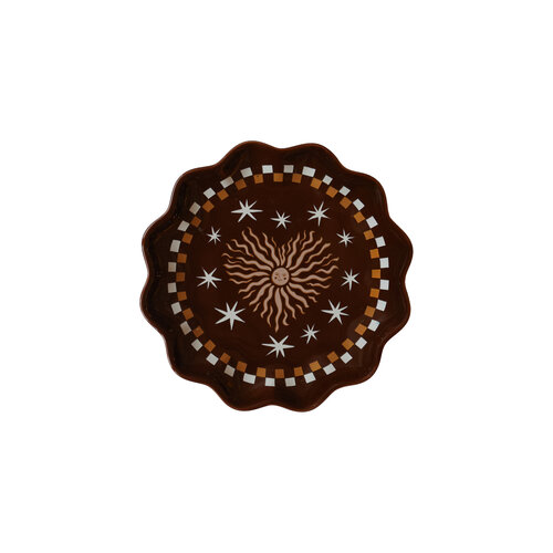 Small Plate Heart Sun Brown 